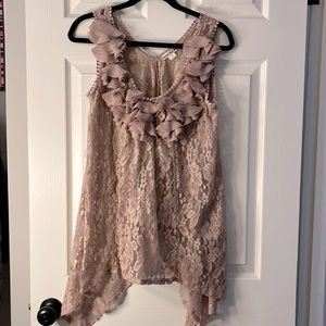 Double Zero sheer lace top with ruffles